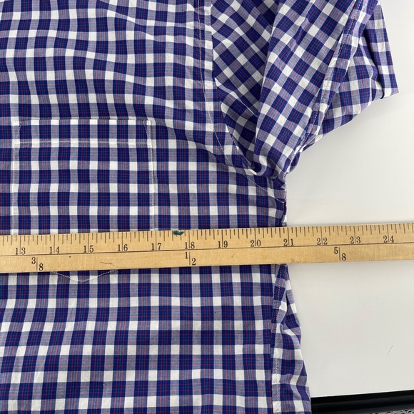 J Crew Men's Blue White Gingham Button Down Shirt Long Sleeve Size Medium preppy - Picture 5 of 7